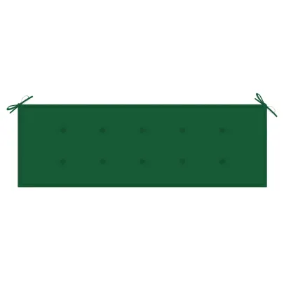 Bancă Grădină Lemn Masiv Tec cu Pernă Verde 150 cm