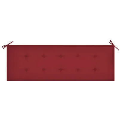 Bancă Grădină Lemn Tec cu Pernă Roșu Vin - 150 cm