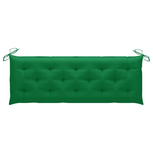 Bancă Grădină cu Pernă Verde - Lemn Masiv Tec - 150 cm