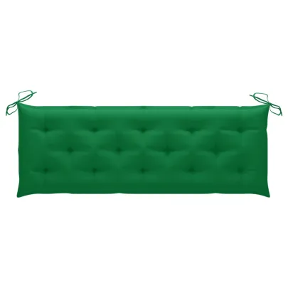 Bancă Grădină cu Pernă Verde - Lemn Masiv Tec - 150 cm