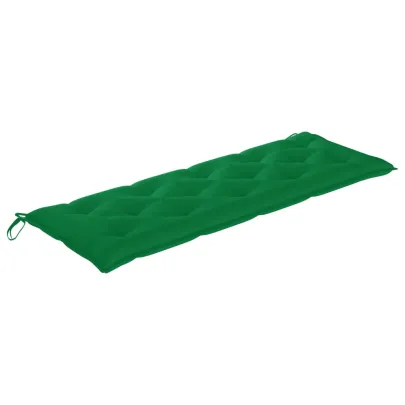 Bancă Grădină cu Pernă Verde - Lemn Masiv Tec - 150 cm
