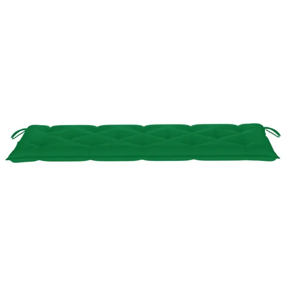 Bancă Grădină cu Pernă Verde - Lemn Masiv Tec - 150 cm