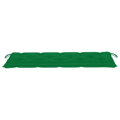 Bancă Grădină cu Pernă Verde - Lemn Masiv Tec - 150 cm