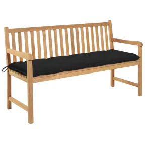 Bancă Grădină Lemn Tec cu Pernă Negră - 150 cm