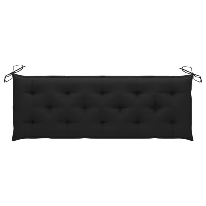 Bancă Grădină Lemn Tec cu Pernă Negră - 150 cm