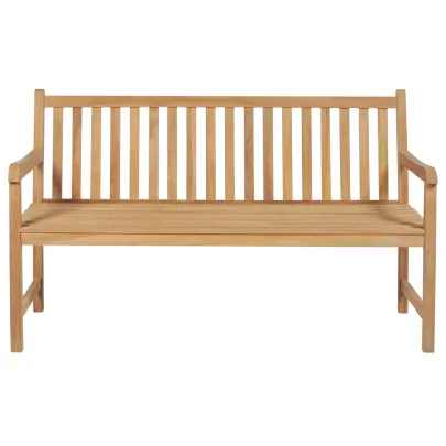 Bancă Grădină Lemn Masiv Tec cu Pernă Verde | 150 cm