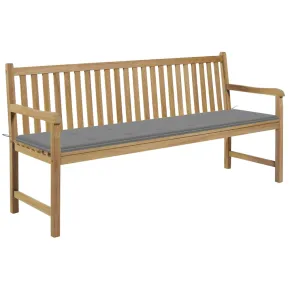 Bancă Grădină Lemn Tec cu Pernă Gri - 175 cm - Livrare Gratuită