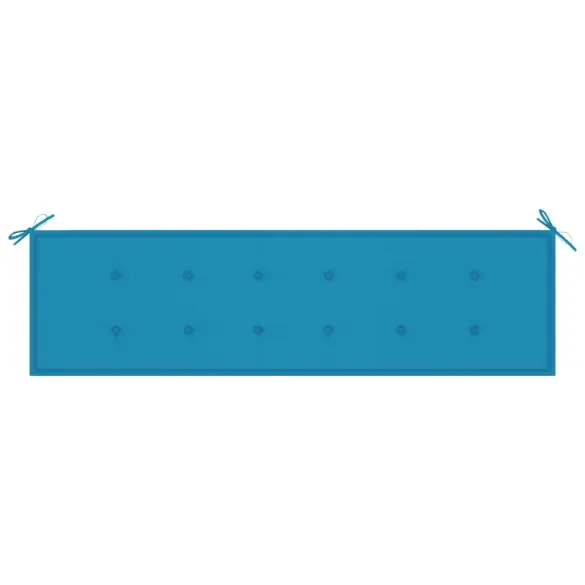 Bancă Grădină Lemn Tec cu Pernă Albastră - Livrare Gratuită