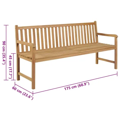 Bancă Grădină Lemn Tec cu Pernă - 175 cm - Livrare Gratuită