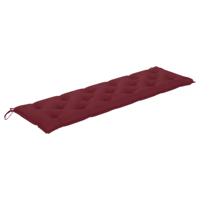 Bancă Grădină Lemn Tec cu Pernă Roșu Vin - 175 cm