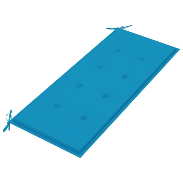 Bancă Grădină Lemn Tec cu Pernă Albastru - 120cm