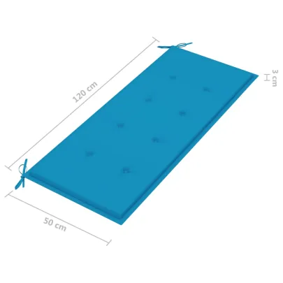Bancă Grădină Lemn Tec cu Pernă Albastru - 120cm