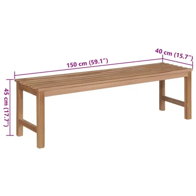 Bancă Grădină Lemn Masiv Tec cu Pernă Roșu Vin 150 cm