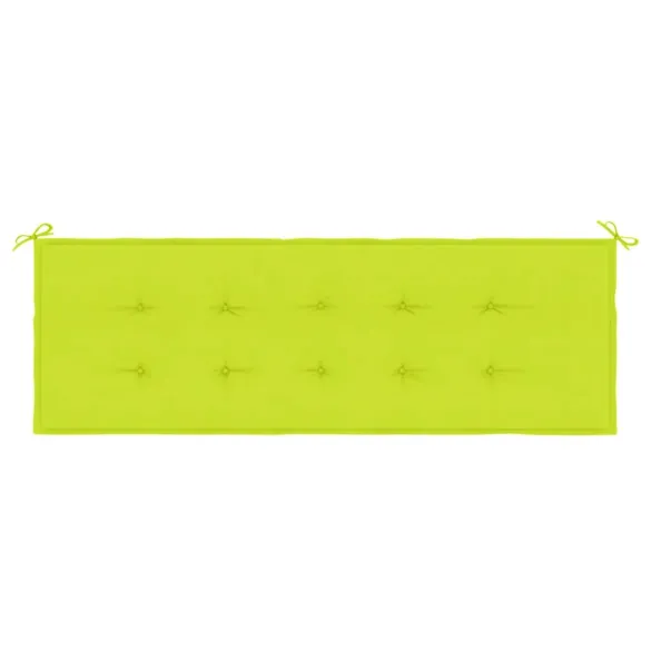 Bancă Grădină Lemn Masiv Tec cu Pernă Verde | Livrare Gratuită