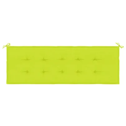 Bancă Grădină Lemn Masiv Tec cu Pernă Verde | Livrare Gratuită