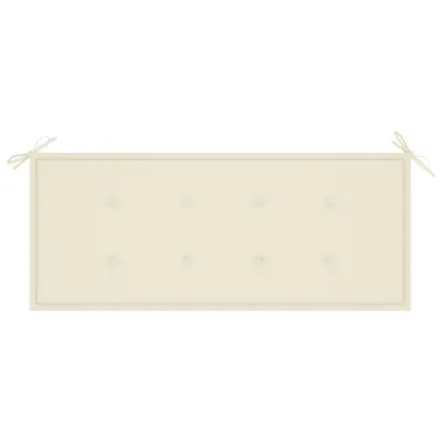 Bancă grădină lemn tec cu pernă crem - 240 cm | Livrare gratuită