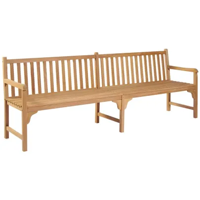 Bancă Grădină Lemn Tec 240 cm - Perne Verzi | Livrare Gratuită