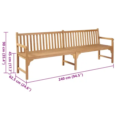 Bancă Grădină Lemn Tec cu Pernă Gri - 240 cm | Livrare Gratuită