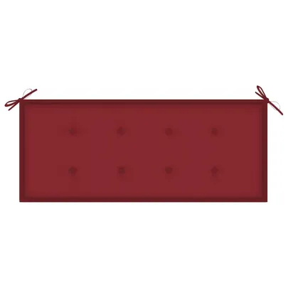 Bancă Grădină Lemn Tec cu Pernă Roșu Vin - 240 cm