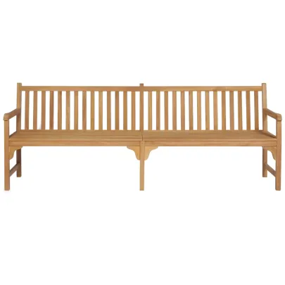 Bancă Grădină 240 cm - Lemn Tec Masiv cu Pernă Carouri