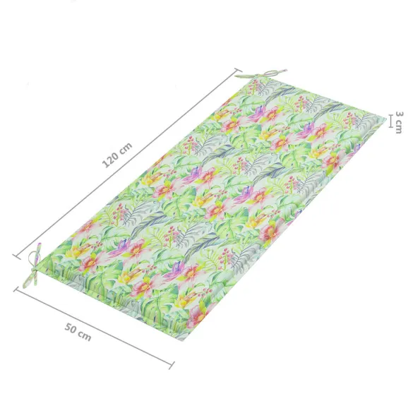 Bancă Grădină 240 cm - Lemn Tec Masiv cu Pernă Carouri