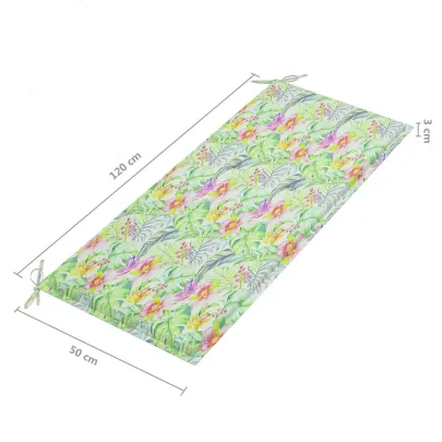 Bancă Grădină 240 cm - Lemn Tec Masiv cu Pernă Carouri