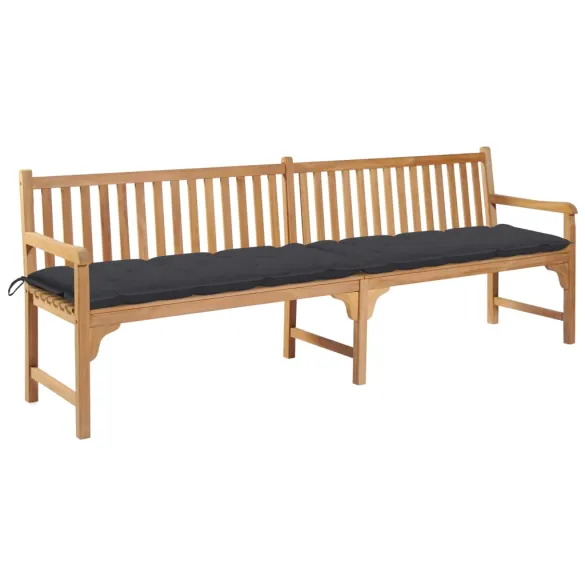 Bancă Grădină Lemn Tec cu Pernă Antracit - 240 cm - Livrare Gratuită