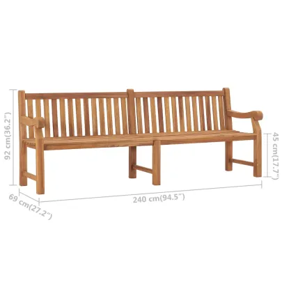 Bancă Grădină Lemn Tec cu Pernă Antracit - 240 cm - Livrare Gratuită
