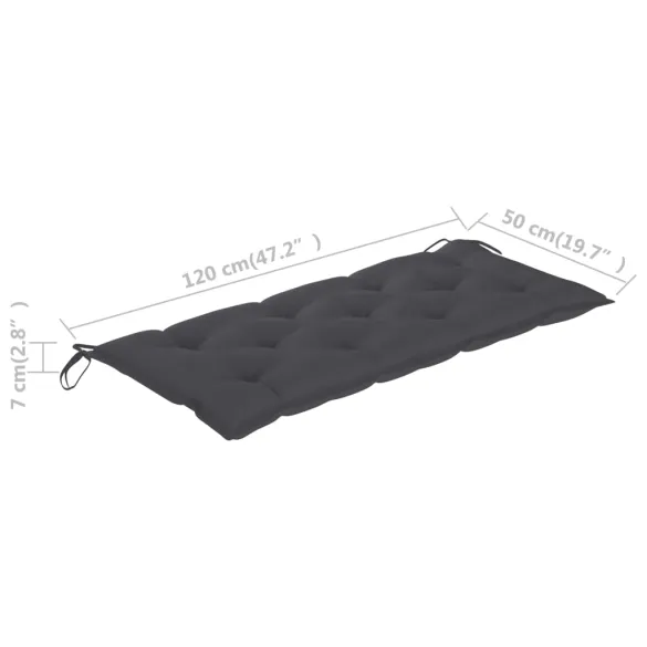 Bancă Grădină Lemn Tec cu Pernă Antracit - 240 cm - Livrare Gratuită