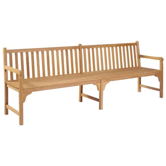 Bancă Grădină Lemn Tec 240 cm - Perne Verzi | Livrare Gratuită