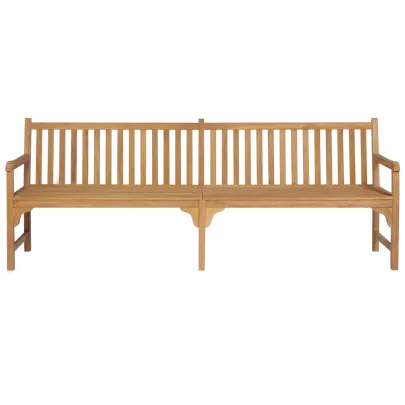 Bancă Grădină Lemn Tec 240 cm - Perne Verzi | Livrare Gratuită