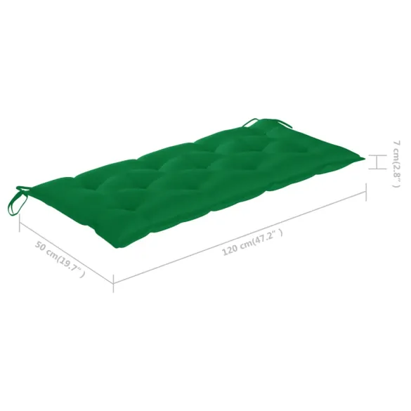 Bancă Grădină Lemn Tec 240 cm - Perne Verzi | Livrare Gratuită