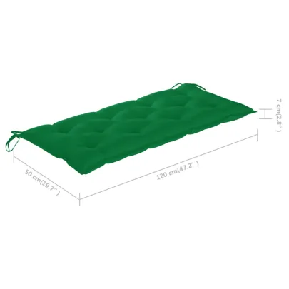Bancă Grădină Lemn Tec 240 cm - Perne Verzi | Livrare Gratuită