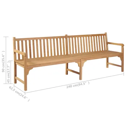 Bancă Grădină Lemn Tec 240 cm - Perne Verzi | Livrare Gratuită