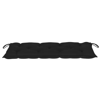 Bancă Grădină Lemn Tec 240 cm - Pernă Negră | Livrare Gratuită