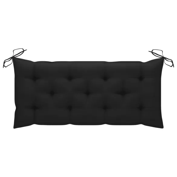 Bancă Grădină Lemn Tec 240 cm - Pernă Negră | Livrare Gratuită