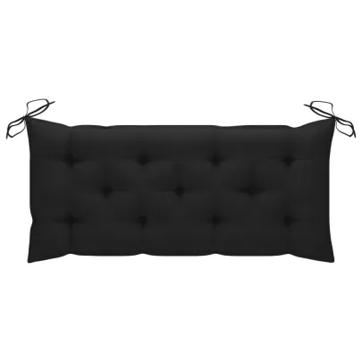 Bancă Grădină Lemn Tec 240 cm - Pernă Negră | Livrare Gratuită