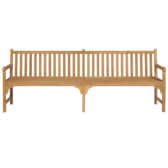 Bancă Grădină Lemn Tec 240 cm - Pernă Negră | Livrare Gratuită