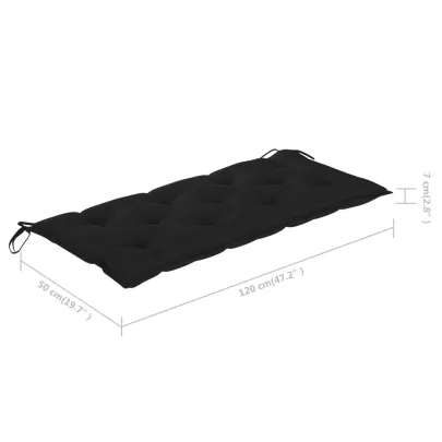 Bancă Grădină Lemn Tec 240 cm - Pernă Negră | Livrare Gratuită