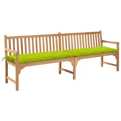 Bancă Grădină Lemn Tec 240 cm - Pernă Verde | Livrare Gratuită