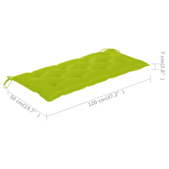 Bancă Grădină Lemn Tec 240 cm - Pernă Verde | Livrare Gratuită