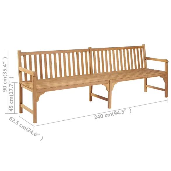 Bancă Grădină Lemn Tec 240 cm - Pernă Verde | Livrare Gratuită