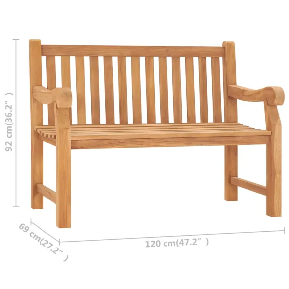 Bancă Grădină cu Pernă - Lemn Tec Masiv - 120 cm | Livrare Gratuită