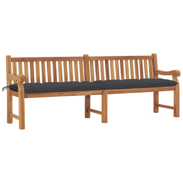 Bancă grădină lemn tec cu pernă - 240 cm - Livrare gratuită