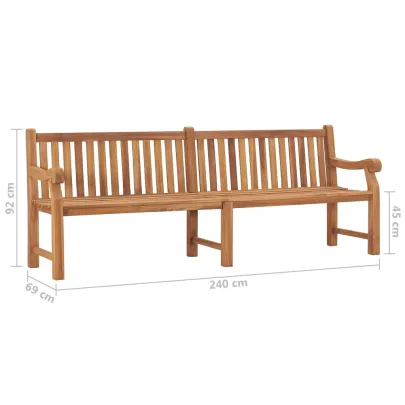 Bancă grădină lemn tec cu pernă - 240 cm - Livrare gratuită