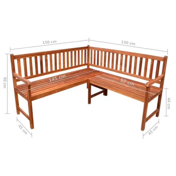 Bancă de Colț Grădină 150 cm - Lemn Acacia cu Perne