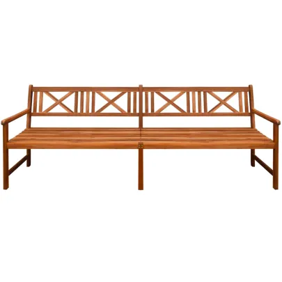 Bancă Grădină Lemn Acacia 240 cm - Pernă Roșie | Livrare Gratuită