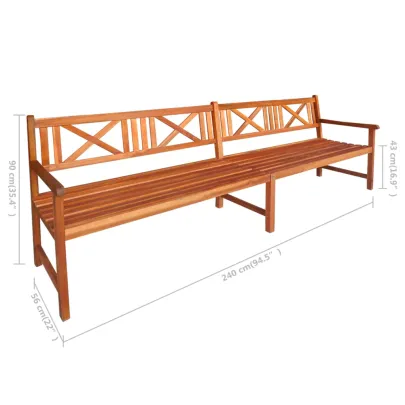Bancă Grădină Lemn Acacia cu Perne - 240 cm - Livrare Gratuită