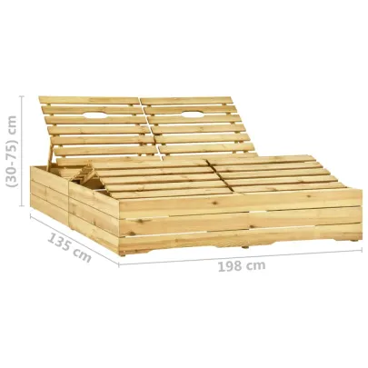 Șezlong Dublu cu Perne Albastru Regal - Lemn de Pin