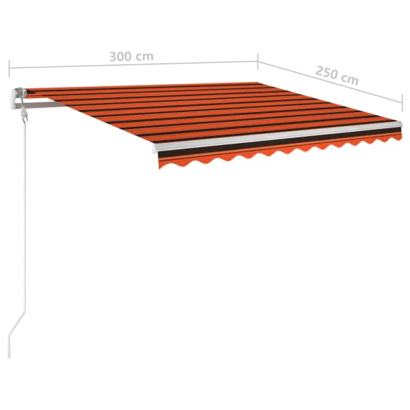 Copertină automată senzor vânt LED - Portocaliu/Maro - 300x250cm